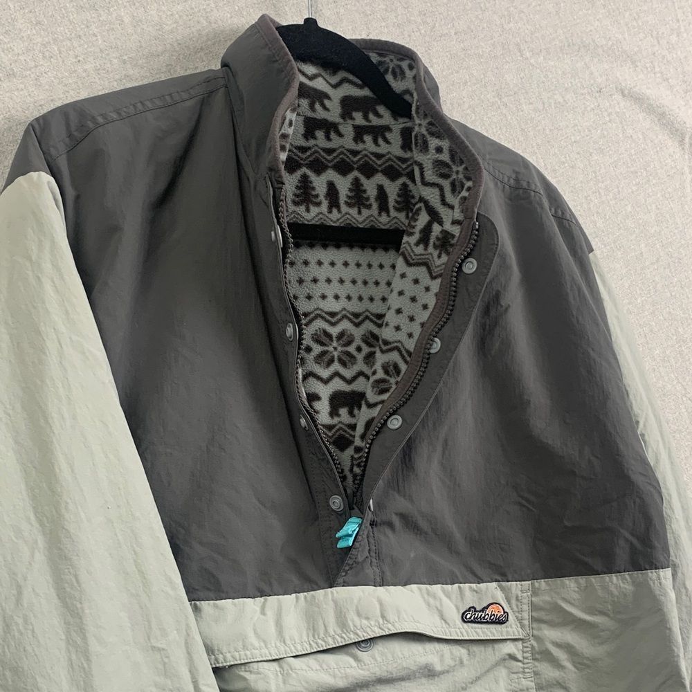 CHUBBIES | MEDIUM MEN UNISEX REVERSIBLE PULLOVER JACKET | GREY BEARS PINE TREE